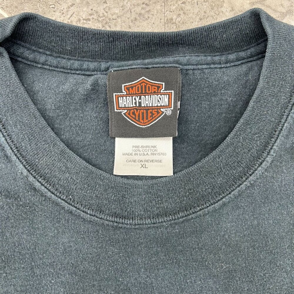 Vintage Harley Davidson Graphic‎ Tee Mens XL Eagle Lightning Distressed Black - Picture 4 of 9